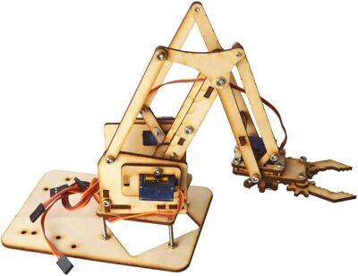 4 DoF Kendin Yap Ahşap Robot Kol Kiti