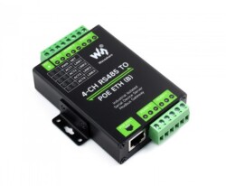 Waveshare - 4 Kanal Endüstriyel İzolasyonlu RS485 to RJ45 Ethernet Server Modülü - PoE, 26361