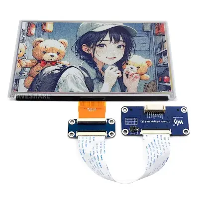7.3 inç E-Ink ( E-Paper ) Renkli Ekran HAT+ ve Sürücüsü , 800x400, SPI, 27875