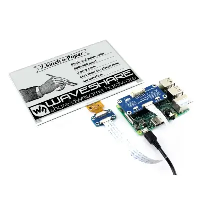 7.5 inç E-Ink ( E-Paper ) Renkli Ekran HAT+ ve Sürücüsü , 800x480, SPI, 13504
