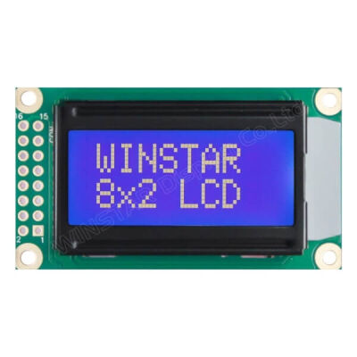 8x2 Karakter LCD Ekran- Mavi Üzerine Beyaz, STN B - Negatif (ST7066U)