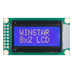 Winstar - 8x2 Karakter LCD Ekran- Mavi Üzerine Beyaz, STN B - Negatif (ST7066U)