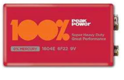 Peak Power 9V (Kırmızı) Kare Pil - 6F22