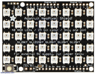 Arduino için Adafruit NeoPixel Shield - 40 RGB LED Pixel Matrix PL2772