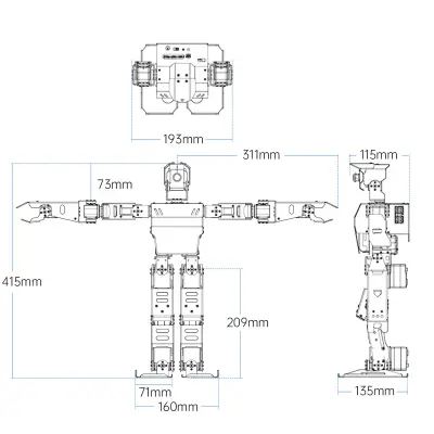 AiNex ROS, Yapay Zeka Destekli İnsansı Robot Eğitim Kiti (Standart, RPi 5 8GB)