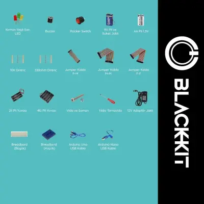 black-KİT Arduino Tabanlı Mucit Seti (Ahşap Parçalar ile Üret)