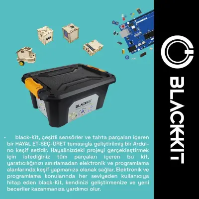 black-KİT Arduino Tabanlı Mucit Seti (Ahşap Parçalar ile Üret)