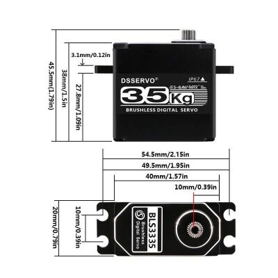 BLS3235 35kg Fırçasız Su Geçirmez IP67 Metal Dişli Dijital Servo Motor - 180°