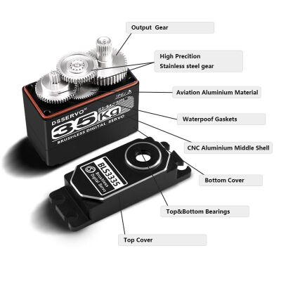 BLS3235 35kg Fırçasız Su Geçirmez IP67 Metal Dişli Dijital Servo Motor - 180°