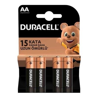 Duracell AA Alkalin Kalem Pil - 1.5V, LR6, MN1500, 4lü