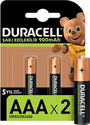 Duracell - Duracell AAA Şarj Edilir İnce Kalem Pil - 1.2V, 900mAh, HR03, DX2400, 2li
