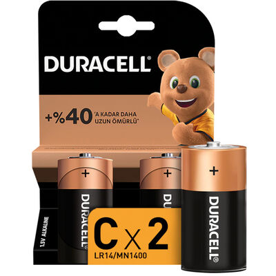Duracell C Size Orta Boy 1.5V Alkalin Pil - LR14, MN1400, 2li