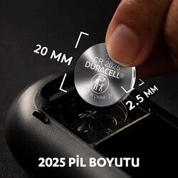 Duracell CR2025 3V Lityum Hafıza (Düğme - Buton) Pili - DL2025, 5li