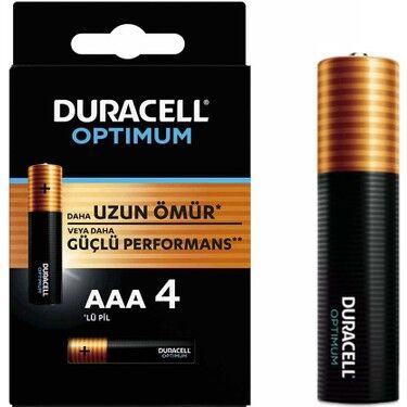 Duracell Optimum Alkalin AAA İnce Kalem Pil - 1.5V, MX2400, 4lü
