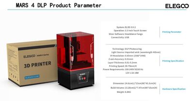 Elegoo Mars 4 DLP 3D Printer - Reçineli