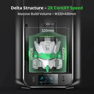 Flsun S1 Pro Super Speed Delta 3D Yazıcı : 1200 mm/s