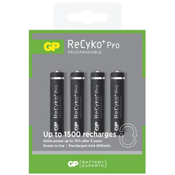 GP - GP ReCyko+ Pro Professional 1.2V AAA Şarjlı İnce Pil - 800mAh, 4lü GP - GP ReCyko+ Pro Professional 1.2V AAA Şarjlı İnce Pil - 800mAh, 4lü