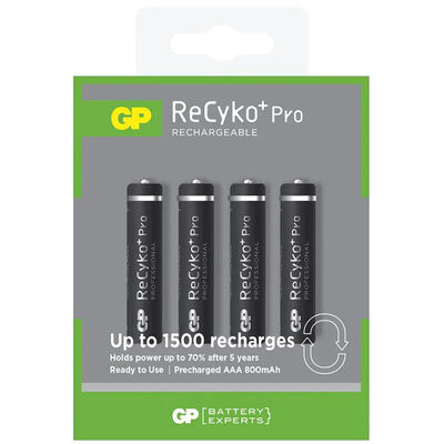 GP ReCyko+ Pro Professional 1.2V AAA Şarjlı İnce Pil - 800mAh, 4lü