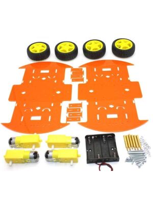 Jsumo 4WD Robomod Turuncu Mobil Robot Gövde Kiti