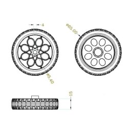 Jsumo 65mm Tekerlek Çifti (Sarı Renkli TT Motor Uyumlu) - 65x15 - Thumbnail