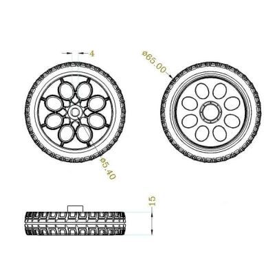 Jsumo 65mm Tekerlek Çifti (Sarı Renkli TT Motor Uyumlu) - 65x15