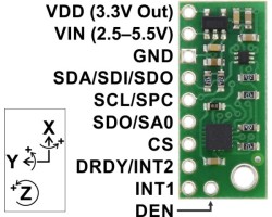 Pololu L3GD20H 3-Eksen Gyro Sensör Kartı ( Voltaj regülatörlü ) PL-2129 - Thumbnail