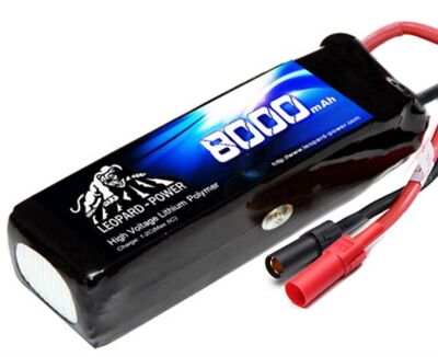 Leopard Power 22.2V 6S Lityum Polimer Lipo UAV & Multirotor Dron Bataryası - 8000mAh, 25C, XT 150 Plug