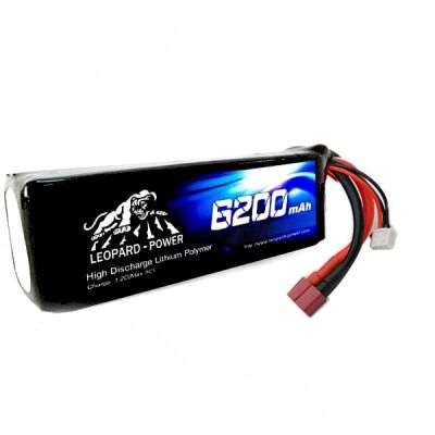 Leopard Power 2S 7.4V Lipo (Li-Po) Lityum Polimer Batarya - 6200mAh, 40C, T Plug