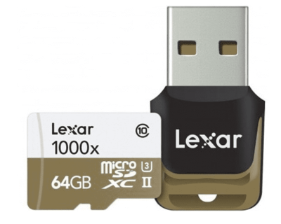 Lexar 64GB microSDXC 1000X 150Mb/sn UHS-II 4K + USB 3.0 Kart Okuyucu Class10 U3 (LSDMI64GCBEU1000R) Hafıza Kartı