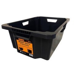 Mano - Mano DMC-35 İstiflenebilir 35L Plastik Kasa - Siyah - 6 Adet (1 Koli)