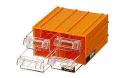 Mano - Mano K-32 Plastik Çekmeceli Kutu - Sarı, 110 x 120 x 62mm - 5 Adet