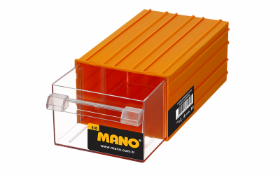 Mano K-45 Plastik Çekmeceli Kutu - Sarı, 175 x 230 x 110mm - 24 Adet (1 Koli)