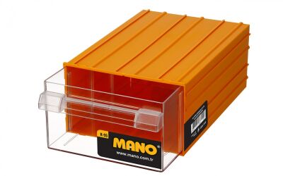 Mano K-55 Plastik Çekmeceli Kutu - Sarı, 212 x 302 x 126mm - 12 Adet (1 Koli)