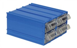 Mano - Mano MK-32 Plastik Dört Çekmeceli Kutu - Mavi, 110 x 120 x 62mm - 5 adet