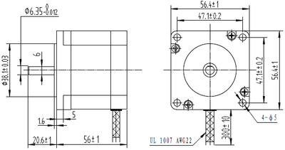 NEMA 23 Step Motor:Bipolar, 200 Adım/Devir 56×57mm, 2.5V, 2.8 A/Faz PL-1474