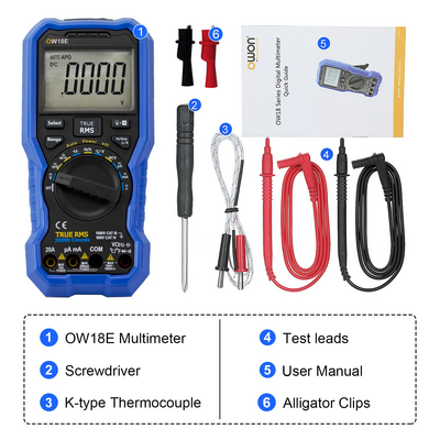 Owon OW18E Dijital El Tipi True RMS Multimetre DMM - 4 1/2 Dijit, Bluetooth