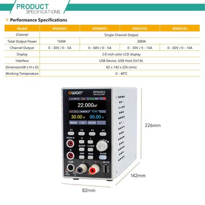 Owon SPM3051 2 in 1 DC Güç Kaynağı (ve Multimetre) - 150W, 0-5A, 0-30V