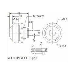 PBS-33B Push Buton (Mantar Buton) - Oval Sarı 12mm - Thumbnail