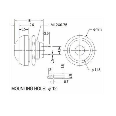 PBS-33B Push Buton (Mantar Buton) - Oval Sarı 12mm