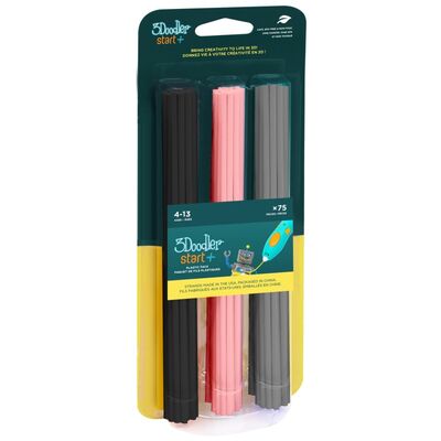 PLA Black - Grey- Pink Mixed Pack Filament - 75 Ad, 3DS-ECO-MIX3-75, Start+
