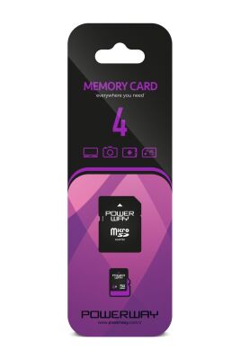 Powerway 4 GB Micro SD Hafıza Memory Kartı ve Adaptör (Class 10)