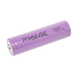 Profuse 18650 Li-ion (Lityum iyon) Şarjlı Pil - 3.7V, 1200mAh, Başlı - 2