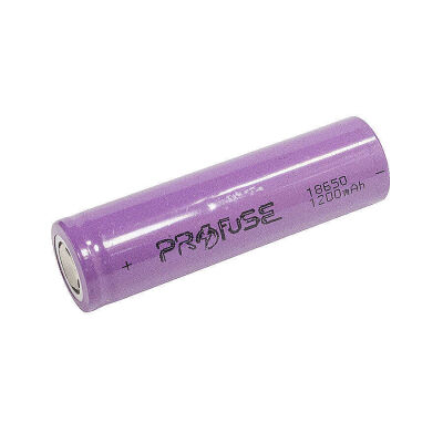 Profuse 18650 Li-ion (Lityum iyon) Şarjlı Pil - 3.7V, 1200mAh, Başsız - 2