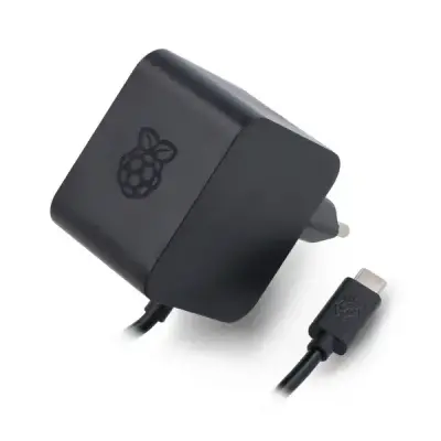 Raspberry Pi 5 Lisanslı USB-C Güç Adaptörü - 27W, Siyah
