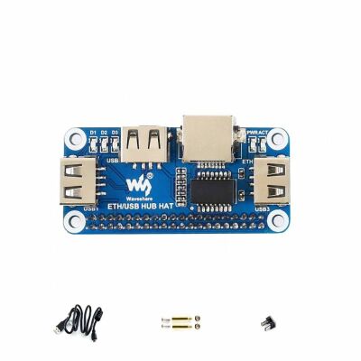 Raspberry Pi Ethernet/USB HAT (3 USB port + 1 Ethernet), 16595