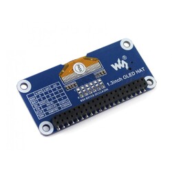 Raspberry Pi için 1.3inch OLED HAT, 128x64, SPI-I2C Arayüz, 13890 - Thumbnail