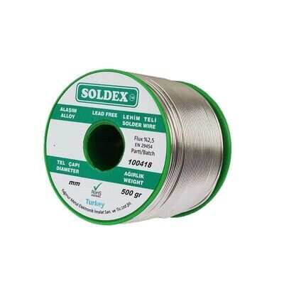 Soldex SAC305 1.5mm 500gr Gümüşlü Kurşunsuz Lehim Teli Sn96.5 Ag3 Cu0.5 || 305155