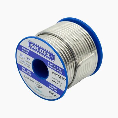 Soldex 3mm Pastasız Lehim Teli (Vitray Sanatı için) - 500gr - Sn63 Pb37