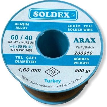 Soldex ARAX Lehim Teli 1.6mm 500Gr | Sn60 - Pb40 | 60A165