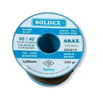 Soldex ARAX Lehim Teli 3mm 500Gr | Sn60 - Pb40 | 60A305